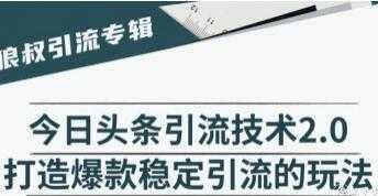 今日头条引流技术2.0，打造爆款稳定引流的玩法视频教程-网创资源大全