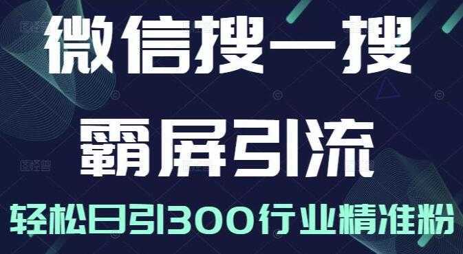 《微信搜一搜霸屏引流课》被动精准引流，轻松日引300行业精准粉-网创资源大全