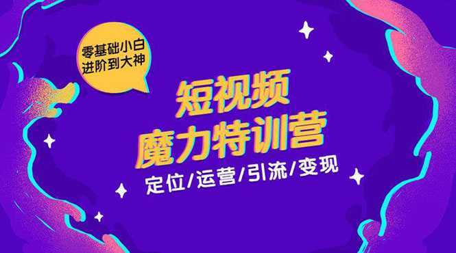零基础小白进阶到大神《短视频魔力特训营》定位-运营-引流-变现-网创资源大全