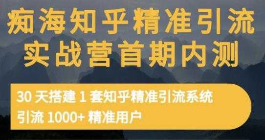 痴海知乎精准引流实战营1-2期，30天搭建1套知乎精准引流系统，引流1000+精准用户-网创资源大全