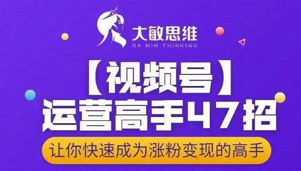 大敏思维-视频号运营高手47招，让你快速成为涨粉变现高手-网创资源大全