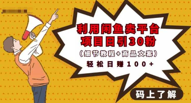 利用闲鱼卖平台项目课程资源日引流30+精准粉丝，轻松日赚100+，积累人脉可实现二次变-网创资源大全