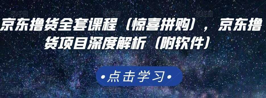 京东撸货全套课程（惊喜拼购），京东撸货项目深度解析（附软件）-网创资源大全