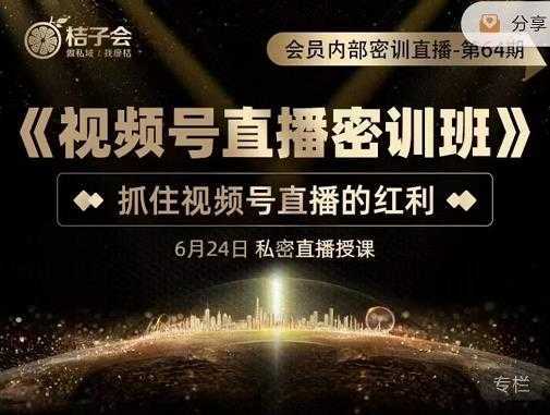 桔子会《视频号直播密训班》，抓住视频号直播的红利 价值12800-网创资源大全