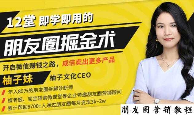 【营销必学】12堂学之即用的朋友圈掘金术：开启你的副业赚钱之路-网创资源大全