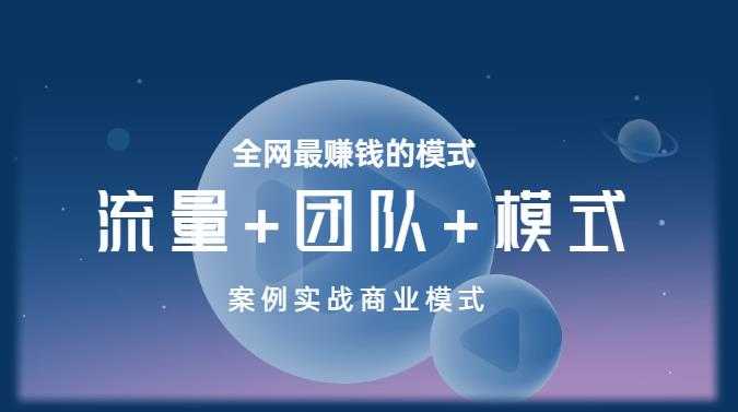 王冲老师《流量+团队+模式》商业模式实战课，全网最赚钱的模式-网创资源大全
