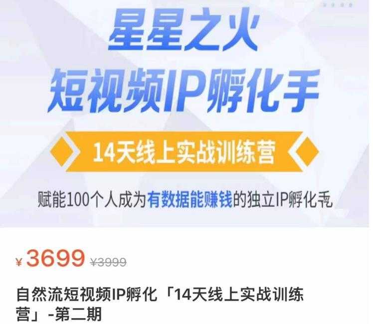 瑶瑶·自然流短视频IP孵化第二期，14天线上实战训练营，赋能100个人成为有数据能赚钱的独立IP孵化手-网创资源大全