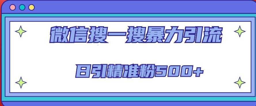 微信搜一搜引流全系列课程，日引精准粉500+（8节课）-网创资源大全