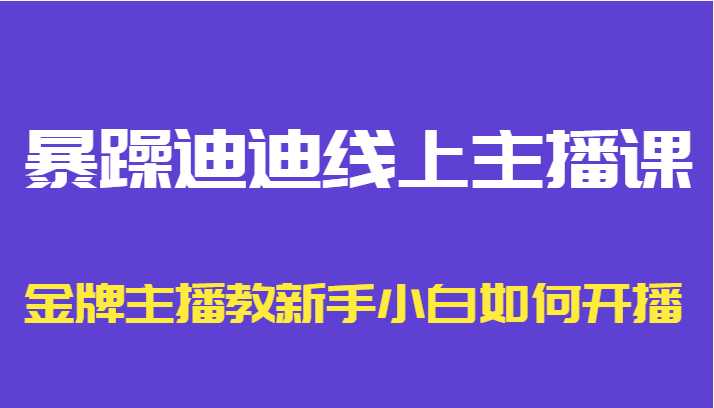 图片[1]-暴躁迪迪线上主播课，金牌主播教新手小白如何开播-网创资源大全