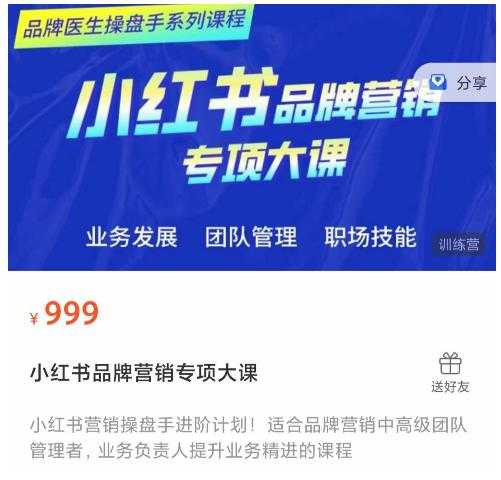 小红书品牌营销专项大课，操盘手进阶，一套能让你提升业务精进的课程-网创资源大全