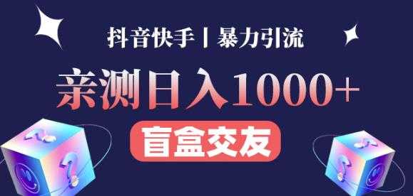 图片[1]-日收益1000+的交友盲盒副业丨有手就行的抖音快手暴力引流-网创资源大全