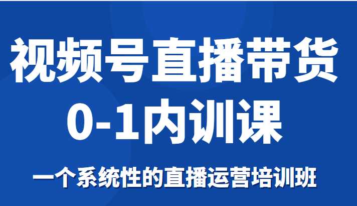 图片[1]-视频号直播带货0-1内训课，一个系统性的直播运营培训班-网创资源大全