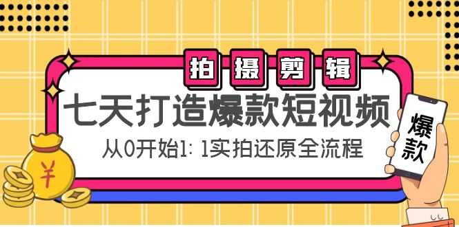 七天打造爆款短视频：拍摄+剪辑实操，从0开始1:1实拍还原实操全流程-网创资源大全