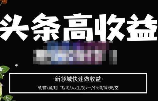 头条高收益批量操作，2023新领域快速做收益，头条号零基础轻松上手-网创资源大全