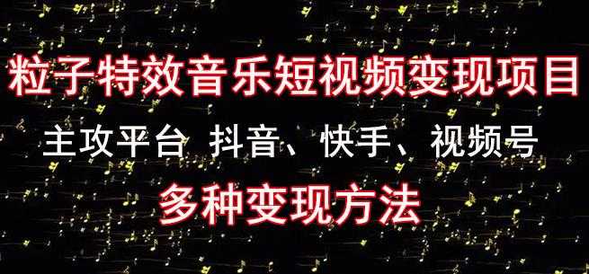 黄岛主《粒子特效音乐短视频变现项目》主攻平台抖音、快手、视频号多种变现方法-网创资源大全