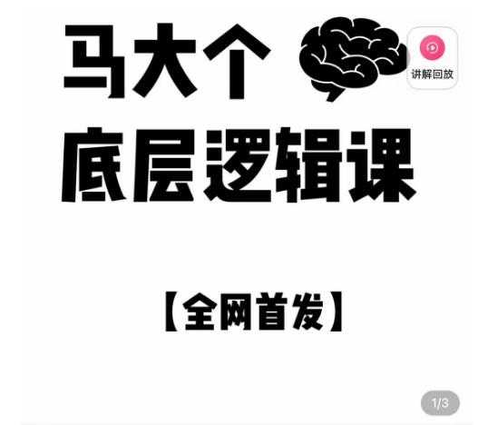 马大个·底层逻辑课，51节底层逻辑智慧课-价值1980元-网创资源大全