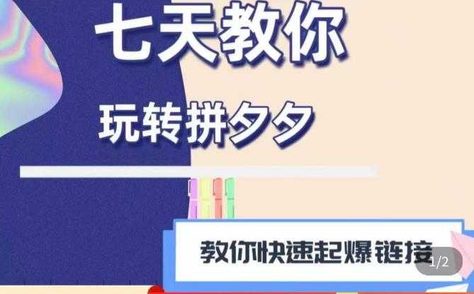 图片[1]-拼多多快速起爆链接思路1.0课程，七天教你玩转拼夕夕，教你快速起爆链接-网创资源大全