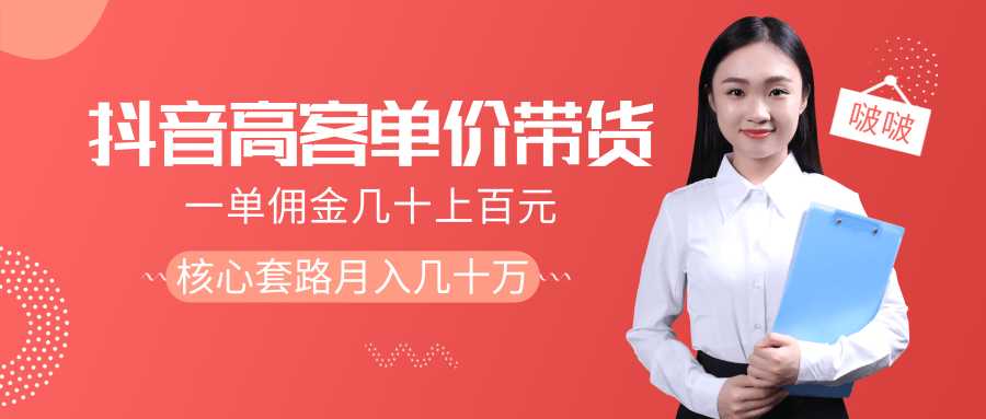 抖音高单价带货项目，一单佣金几十上百元，核心套路月入几十万（共3节）-网创资源大全