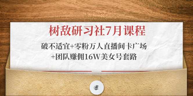 树敌研习社7月课程：破不适宜+零粉万人直播间卡广场+团队赚佣16W美女号套路-网创资源大全