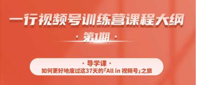 一行视频号特训营，从零启动视频号30天，全营变现5.5万元【价值799元】-网创资源大全