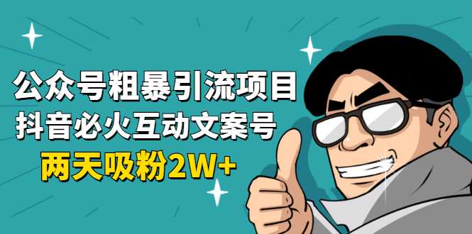 公众号粗暴引流项目：抖音必火互动文案号，两天吸粉2W+（可持续操作）-网创资源大全