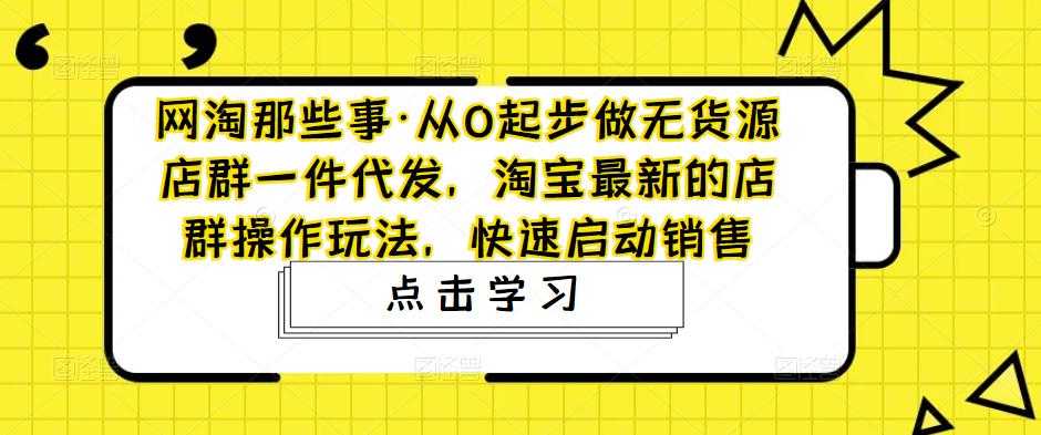 网淘那些事·从0起步做无货源店群一件代发，淘宝最新的店群操作玩法，快速启动销售-网创资源大全