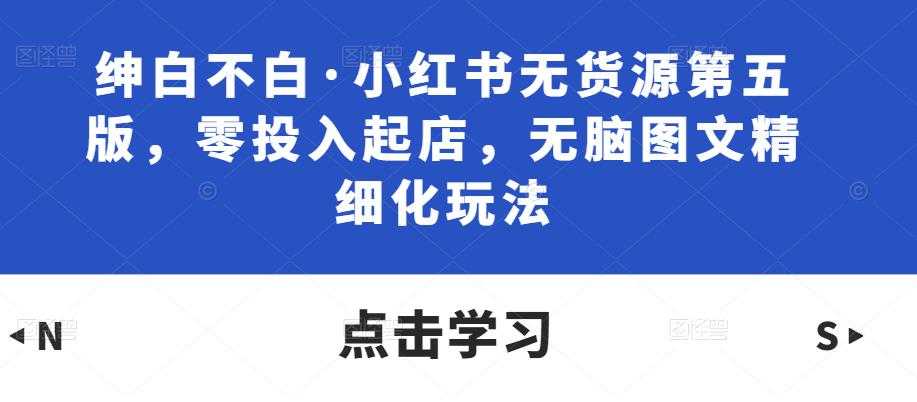 绅白不白·小红书无货源第五版，零投入起店，无脑图文精细化玩法-网创资源大全