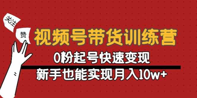 视频号带货训练营：0粉起号快速变现，新手也能实现月入10w+-网创资源大全