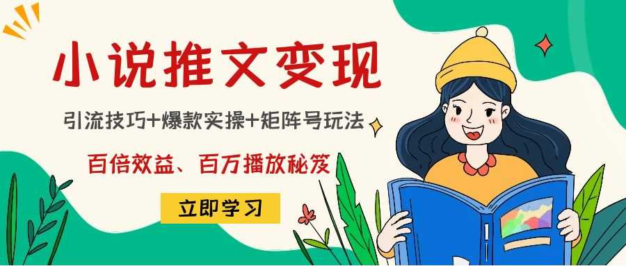 小说推文训练营：引流技巧+爆款实操+矩阵号玩法，百倍效益、百万播放秘笈-网创资源大全