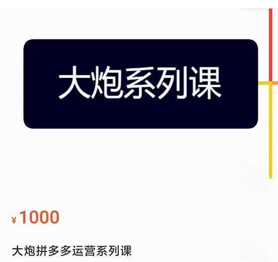 大炮拼多多运营系列课，各类​玩法合集，拼多多运营玩法实操-网创资源大全