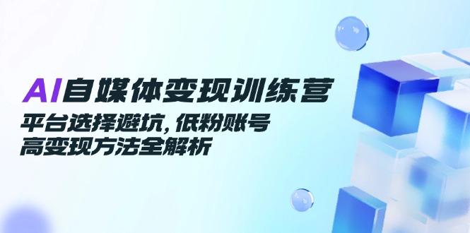 AI自媒体变现训练营，平台选择避坑，低粉账号高变现方法全解析-网创资源大全
