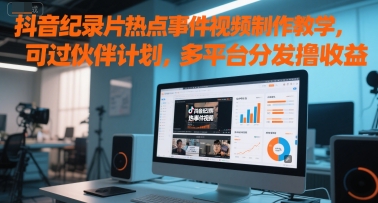 抖音视频纪实片热点新闻事件视频制作教学，能过伙伴计划，多平台分发撸盈利-网创资源大全