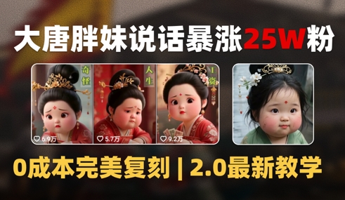 AI大唐盛世胖贵妃讲话2.0，40条短视频疯涨40w粉，附独家代理转现攻略大全-网创资源大全