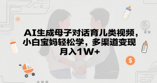 AI形成母子对话育儿教育类视频，新手宝妈妈轻松学习，多种渠道转现，月入1W-网创资源大全