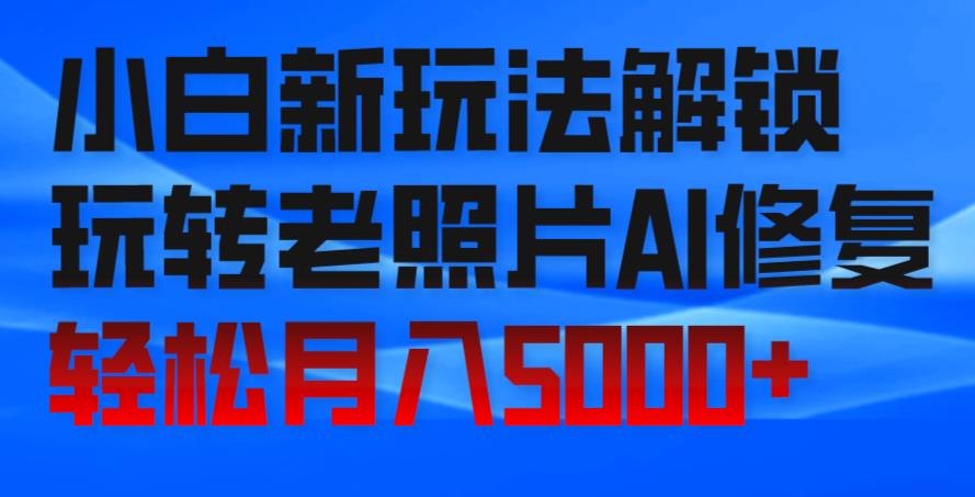 小白新玩法解锁，玩转老照片AI修复，轻松月入5000+！-网创资源大全