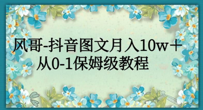 风哥-抖音图文月入10w＋，从0-1保姆级教程-网创资源大全