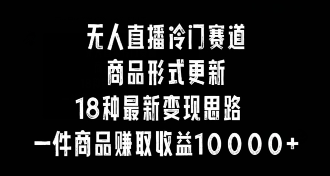 无人直播冷门赛道，商品形式更新，18种变现思路，一件商品赚取收益10000+【揭秘】-网创资源大全