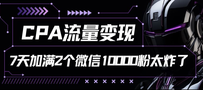 CPA数据流量变现7天满油两个微信号10000粉-网创资源大全