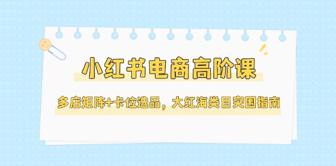 小红书电商高阶课，多店矩阵+卡位选品，大红海类目突围指南-网创资源大全