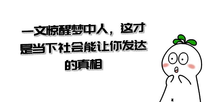 某微信公众号付费文章《一文 惊醒梦中人，这才是当下社会能让你发达的真相》-网创资源大全