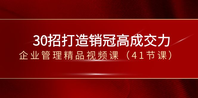 30招-打造出销售冠军高成交力-企业经营管理在线精品视频课-网创资源大全