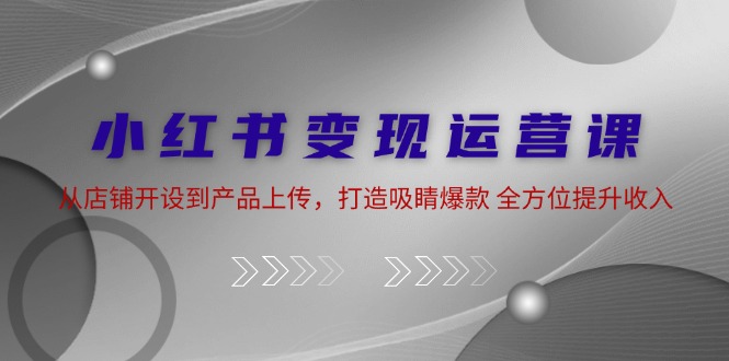 小红书变现运营课：从店铺开设到产品上传，打造吸睛爆款 全方位提升收入-网创资源大全