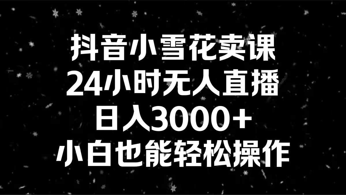 抖音小雪花卖课，24小时无人直播，日入3000+，小白也能轻松操作-网创资源大全